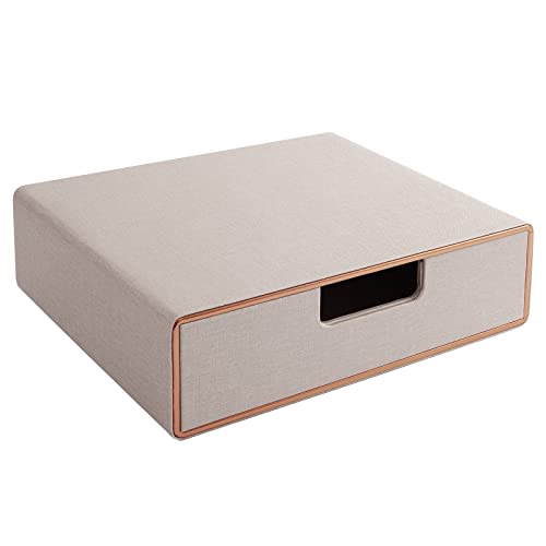 Stackable Drawer Organizer PU Leather Classic Handmade,Organize Home Office Desk Accessories and Sort Letter-Size Paper/a4 Document,Desk Caddy with Drawers Storage Box,13.1x10x3.7inches,Beige - color: Beige