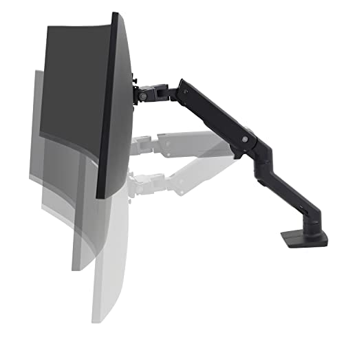 Ergotron – HX Premium Heavy Duty Monitor Arm, Single Monitor VESA Desk Mount – for Flat or Slight Curved Ultrawide Monitors Up to 49 inches, 20 to 42 lbs – Standard Pivot, Matte Black - color: Matte Black, size: Standard Pivot