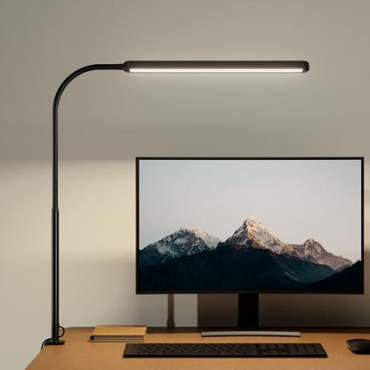 SUPERDANNY Eye-Caring LED Desk Lamp Work Lamp Office Lamp with Side Clamp - color: Black, size: Clamp Mount