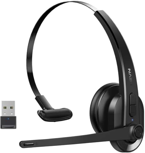 Wireless Headset with Mic for Work, Bluetooth Headset with Microphone(AI Noise Cancelling), Lightweight Comfortable with Mute Button Computer Headset with Microphone for PC/Office/Call Center/ Teams