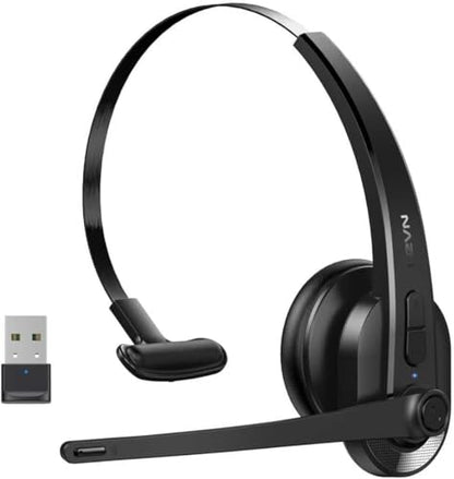 Wireless Headset with Mic for Work, Bluetooth Headset with Microphone(AI Noise Cancelling), Lightweight Comfortable with Mute Button Computer Headset with Microphone for PC/Office/Call Center/ Teams