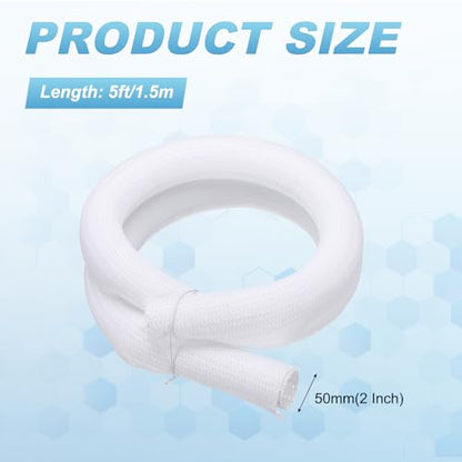 MECCANIXITY Split Sleeve Wire Loom 2" 5Ft White Self Wrapping Braided Sleeve UL94-V2 Fireproof PET Sleeving for Automotive, Home Cable Management - color: White, size: 2" x 5Ft