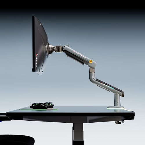 NB Gaming Monitor Arm or for 32 to 60 Inches Screen, Load up to 20 kg, VESA 75/100, RGB-Light, Heavy Duty, Multi Angle Adjustable, Premium Aluminum, Lake Blue - color: Lake Blue