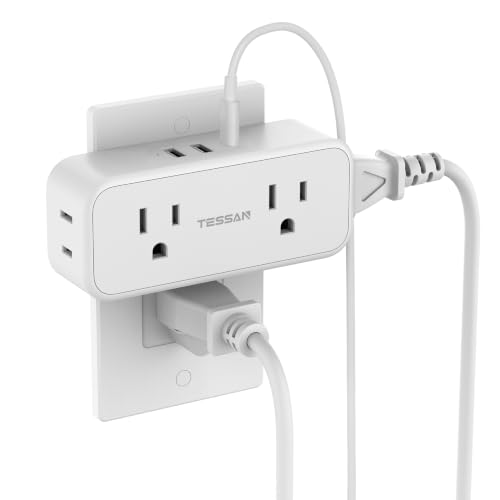 TESSAN 20W PD Wall Outlet Extender, Multi Plug Mini Wall Expander, White - color: White with 20W PD, size: 7 Outlets