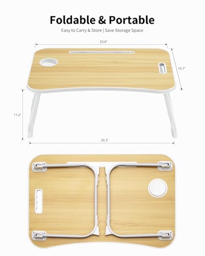 Ruxury Folding Lap Desk Bed Desk Laptop Table Tray, Breakfast Serving Tray, Portable & Lightweight Mini Table for Sofa Couch Floor - Wood - color: Wood