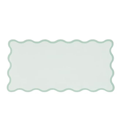 Scalloped Desk Mat, 31.5" x 15.7", PU Leather, Waterproof Anti-Slip, Cute Aesthetic Desk Pad for Office/Home/Game/Vanity (Sage, 31.5" x 15.7") - color: Sage