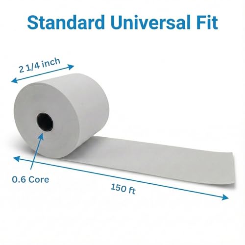 2 1/4" x 150' White Adding Machine Paper Rolls – One Ply Register/Calculator/10-Key Paper for Printing Calculators and Registers – 16 Rolls