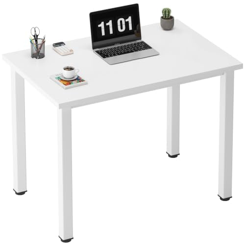 Need Small Computer Desk, 31.5 Inch Sturdy Writing Table, Narrow, White | Metal Frame, Dorms & Bedrooms, Teens Study Table, Home Office, Adjustable Feet, Water-Resistant, Easy Assembly - color: White, size: 31.5 inches