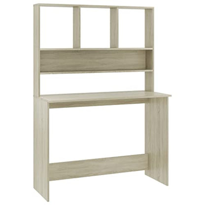 Desk with Shelves Sonoma Oak 43.3"x17.7"x61.8" Engineered Wood Office Desk with Storage for Small Spaces - color: Sonoma Oak