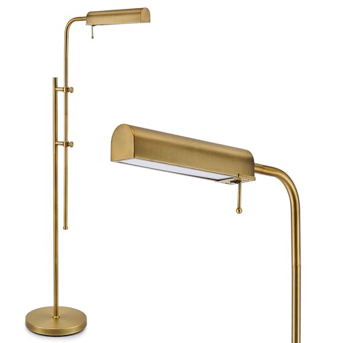 VONLUCE Industrial Floor Lamp, Adjustable LED Floor Lamp for Living Room | 62.5" Industrial Standing Lamp with Swing Arm and 3 Color Temperatures for Living Room, Bedroom, Reading, Antique Brass - color: Antique Brass