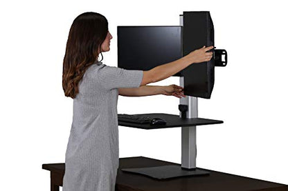 Victor High Rise Electric Sit-Stand Standing Desk Converter with Dual Monitor Stand - Height Adjustable Office Desk Workstation for Home, 28" x 23" Work Surface, Black - size: Dual Monitor