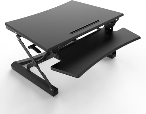 LIVEVIE Adjustable Desk Stand, Sit to Stand Workstation, Ergonomic Height Adjustable Converter, Compact & Sturdy for Home & Office, 35x22 Inches, Black