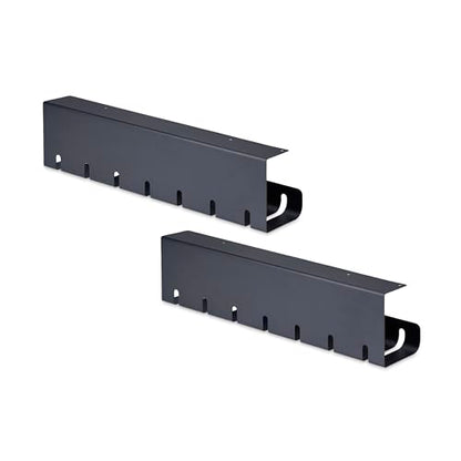 StarTech 2-Pack Under Desk Cable Management Tray (S2MB-Desk-Cable-Tray) | 42" Long (21" Per Tray), Screw-On, Metal Slotted Style Cable Organizer, Power Bar Holder, Black