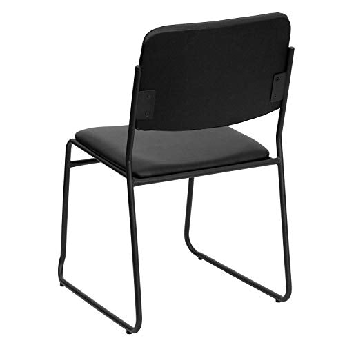 Flash Furniture 5 Pack HERCULES Series 500 lb. Capacity High Density Black Vinyl Stacking Chair with Sled Base | Sled Base, Vinyl Upholstery, 500 LBS. Weight Capacity - color: Black Vinyl/Black Frame, size: Set of 5