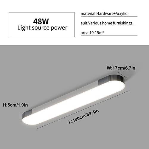 Qcyuui Dimmable LED Ceiling Light Modern Acrylic Linear LED Ceiling Lamp 39.4in Semi Flush Mount Wraparound Shape Lighting Fixture with Remote Control for Kitchen Dining Room (48W/3000-6500K) - color: Dimm/48W/39.4IN/3000-6500K, size: 39.4in