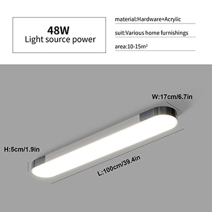 Qcyuui Dimmable LED Ceiling Light Modern Acrylic Linear LED Ceiling Lamp 39.4in Semi Flush Mount Wraparound Shape Lighting Fixture with Remote Control for Kitchen Dining Room (48W/3000-6500K) - color: Dimm/48W/39.4IN/3000-6500K, size: 39.4in