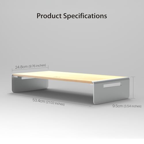 j5create Premium Monitor Stand, Made with Elegant Wood and Sleek Aluminum