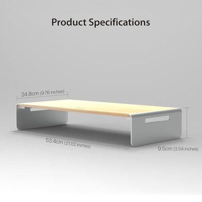 j5create Premium Monitor Stand, Made with Elegant Wood and Sleek Aluminum