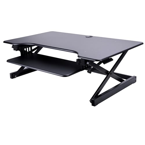 Lorell Deluxe Adjustable Desk Riser, Black, 20" Height x 38" Width x 24" Depth - color: Black