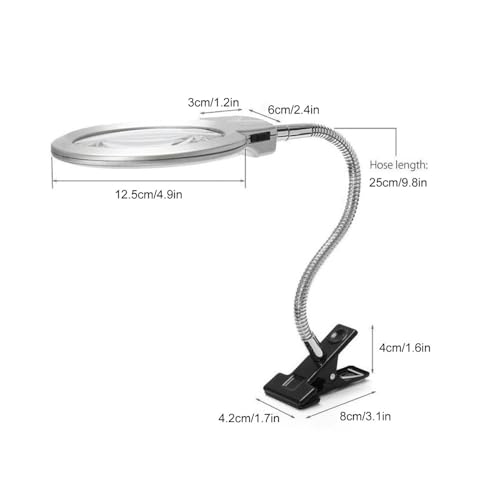 2X/6X Dual Lens Flexible Arm Magnifying with LED Light Clamp-On Desk Lamp for Watch Repair, Jewelry Making & Hobby Work