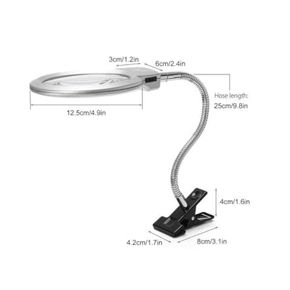 2X/6X Dual Lens Flexible Arm Magnifying with LED Light Clamp-On Desk Lamp for Watch Repair, Jewelry Making & Hobby Work