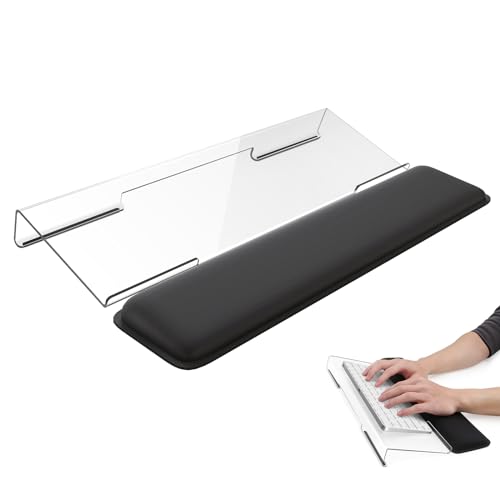 Laborio Computer Keyboard Wrist Rest, Keyboard Riser Stand for Desktop - color: Clear
