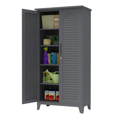 KEIKI 73'' H Metal Tool Storage Cabinet, Garage Storage Cabinet with Doors & Adjustable Shelves & Ample Storage Space for Garage, Home, Office, Utility Room