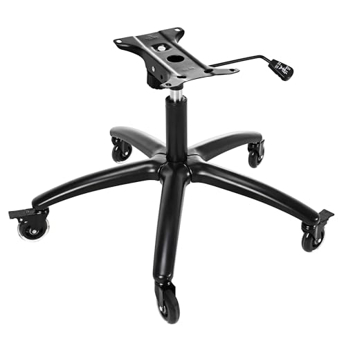 Frassie Office Gaming Chair Metal Base Set Replacement Part | 28 Inch Wide Chair Legs with Bottom Plate Stand Cylinder, 2 Wheels with Brake