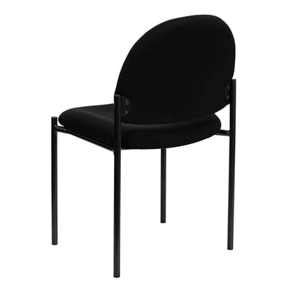Flash Furniture Tania Comfort Black Fabric Stackable Steel Side Reception Chair | Contoured Cushions, Powder Coated Frame, Cross Braced Seat, Durable Construction, Commercial Use - color: Black Fabric