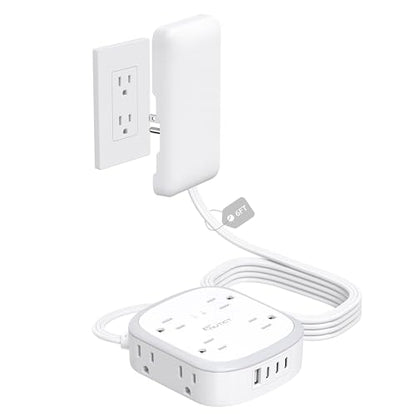 Outlet Cover Extension Cord 6FT, Flat Plug Surge Protector Power Strip - size: 8AC-6FT(3 Prong)