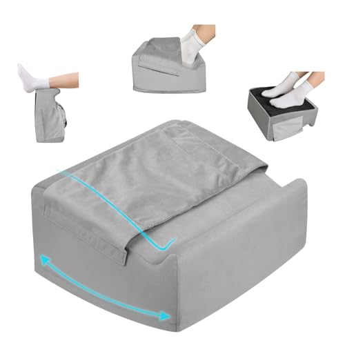 Under Desk Footrest with Rocking Base & Warming Cover, Gray Velvet | Washable velvet cover | 15° tilt + rocking base | 2 heights: 6.1"/7.3" | Non-slip | Office, gaming, home - color: Gray, size: 12.6" L x 15" W x 7.3"
