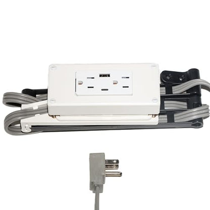Compact Combo (1) USB-A (1) USB-C (2) 15 Amp in Drawer Docking Station Outlet Plugs with Retractable arm - size: (1) USB-A (1) USB-C, style: Compact