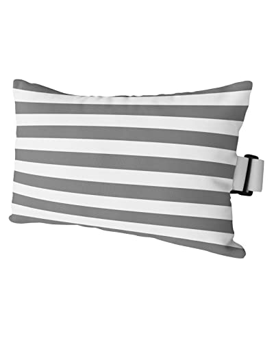 T&H XHome Outdoor Pillow for Chaise Lounge Chair, Grey and White Stripes Waterproof Headrest Pillow Lumbar Pillows with Adjustable Elastic Strap for Beach, Poolside, Patio, Office (1 Pack) - color: Stripethh7683, size: 11 x 16 Inch - 1 Pack