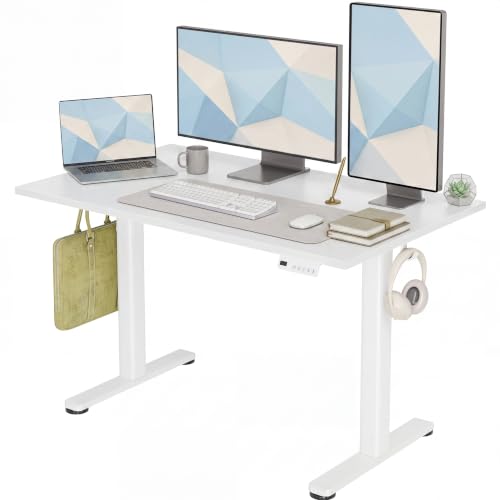 Claiks Electric Standing Desk, 48x24 Inch, White - color: White, size: 48 Inch