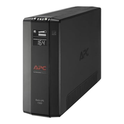 APC UPS 1500VA/900W Battery Backup for PCs, Office Electronics, BX1500M | Back-UPS Pro UPS for home offices. 10 outlets, LCD, AVR, surge protection, 68-min runtime (@100W) for PCs & workstations