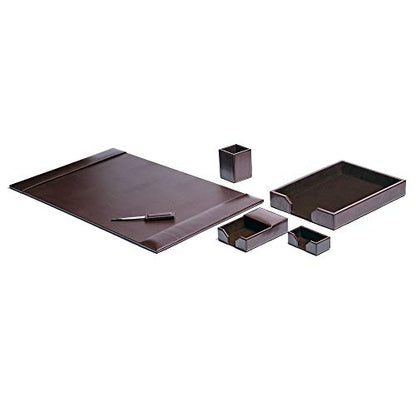 Dacasso Bonded Set Luxury Leather Desk Pad & Desk Organization Essentials, 6 Piece, Dark Brown - color: Dark Brown, style: 6 Piece
