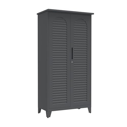 KEIKI 73'' H Metal Tool Storage Cabinet, Garage Storage Cabinet with Doors & Adjustable Shelves & Ample Storage Space for Garage, Home, Office, Utility Room