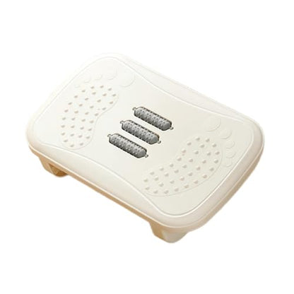 Office Desk Footrest Rocking Foot Stool Ergonomic Support Massage Rollers Solid PP Material Suitable for Working Adults Kids Home, White - color: White