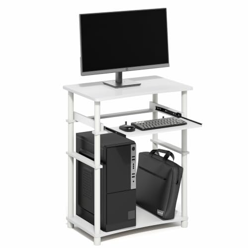 Furinno Home Desk, 23.6 Wide Gaming Desk with Keyboard Tray, Open Shelf Laptop Notebook Computer Desk, Office Desk for Home Office, Study Room, Dorm, Bedroom, White - color: White/White, size: 23.6 Inch Wide