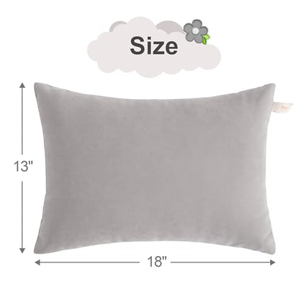 BEDSUM Toddler Pillows 13x18 Microfiber: Travel Inserts, 2 Pack, Light Grey | Soft brushed microfiber, 13x18 size, 2 pillow inserts, machine washable, lightweight for daycare, travel, and home use - color: Light Grey, size: 13x18 inches