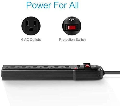 KMC 6-Outlet Surge Protector Power Strip 6 Pack - color: 6 pack black