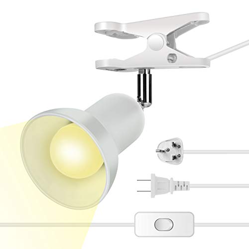 RONG&LAN Clip lamp,360° Rotation Clip on Lamp Portable Book Reading Light,Clamp on Desk/Table/Bunk Bed/Cupboard Home Lighting, (Desk lamp,Seven Colors for Your Choice) (White,2) - color: White,2