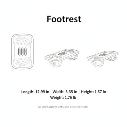 Footrest with Textured Rollers, Rocking Under Desk Foot Rest for Office Home, PP Plastic Leg Support, 13 x 5.3 x 1.6 Inches (1 PC)