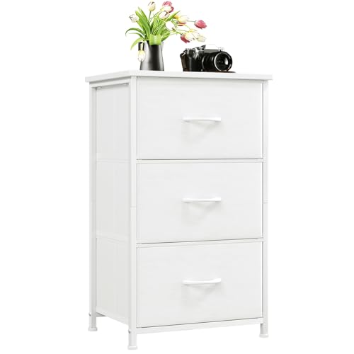 Somdot Small Dresser for Bedroom, 3 Drawer Storage Cabinet, White - color: White, size: 11.8"D x 16.5"W x 28.1"H (3 Drawers)