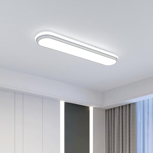 72cm 45W LED Ceiling Light, 6500K Cool White Flush Mount, Modern Ultra Thin Metal Linear Low Profile Lighting Fixture for Kitchen Home Office Hallway Bedroom Living Room - color: White Light(CRI 97+) - B, size: 28.3 Inch