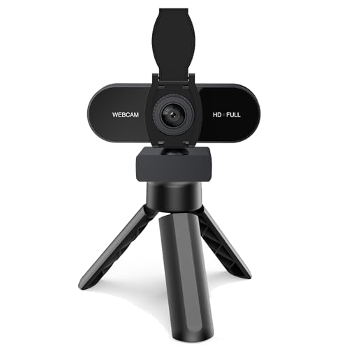 4K HD Webcam with Microphone, Noise Cancellation, Privacy Cover, Wide-Angle Lens, Auto Light Correction, Plug & Play USB Webcam for Laptop, Desktop, PC, Mac, Zoom, Skype, Streaming