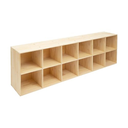 12 Cube Storage Organizer - Solid Wood Bookshelf - Cube Shelf - Vertical or Horizontal Bookcase - Open Book Shelf - Easy Assembly for Bedroom, Living Room, Office - size: 12-Cube