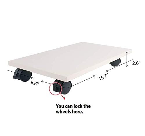 Rolling Under Desk Printer Cart, Wheeled Heavy Duty Storage Stand | Space-saving movable shelf fits printers, copiers and CPU, practical under-desk storage solution for office workspace.