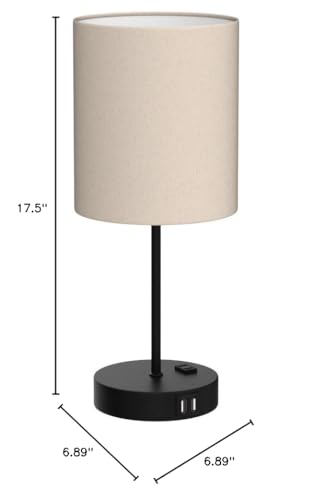 Lynnoland Set of 2 Touch Beige Table Lamps with 2 USB Ports & AC Outlet, 3-Way Dimmable Bedside Nightstand Lamps for Living Room Nursery Office Bedroom, 800 Lumens 2700K Warm Bulbs Included - color: Beige Linen & Matte Black (Base) - 2700K