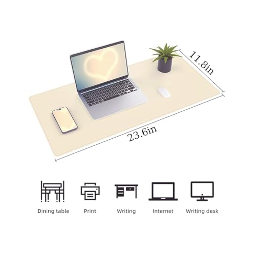 Desk Pad, Leather Non-Slip Laptop Computer Desk Keyboard Mat, Table Protector Blotter Mat, Large Mouse Pad (23.6" x 11.8")-Cream - color: Cream